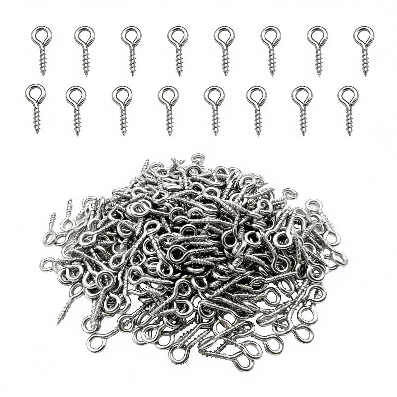 IDEALSV Small Mini Screw Eyes Pin Tiny Screw in Hooks Jewelry Metal Ring (250 PCS) - Image 1